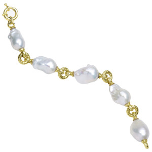 Hammered Texture Baroque Pearl Bracelet
