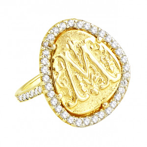 Letter M Initial Ring with .48pts Diamonds