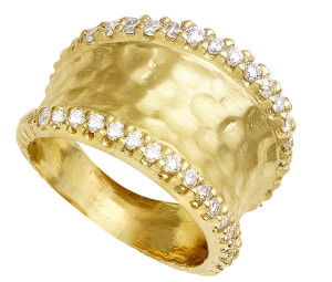 Hammered Ring with .64pts Diamonds