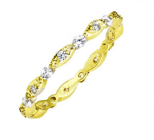 Mill Grain Patterned Diamond Eternity Stackable Band