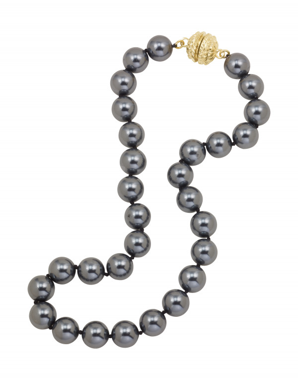 Black Shell Pearl Necklace with Magnetic Clasp