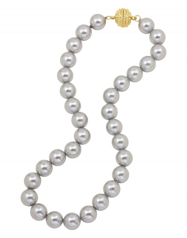 Grey Shell Pearl Necklace with Magnetic Clasp