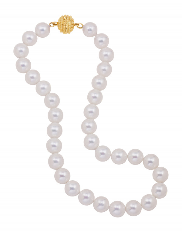 11-12mm AA+ Baroque Pearl Necklace Magnetic Clasp Grey