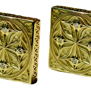 14kt Gold Salon Earrings with .16pts Diamonds
