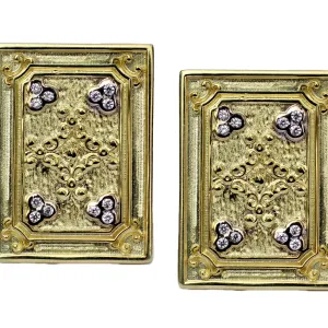 14kt Grandeur Button Earrings with .12pts Diamonds