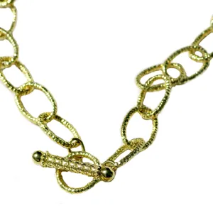 17" 14kt Solid Gold Grandeur Necklace Sporting a Fleur di lis Incrusted toggle