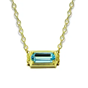 14kt Gold Legacy Necklace with Fancy Cut Blue Topaz
