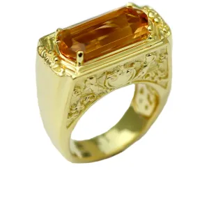 Gold Legacy ring with Fancy Cut Faceted Citrine
