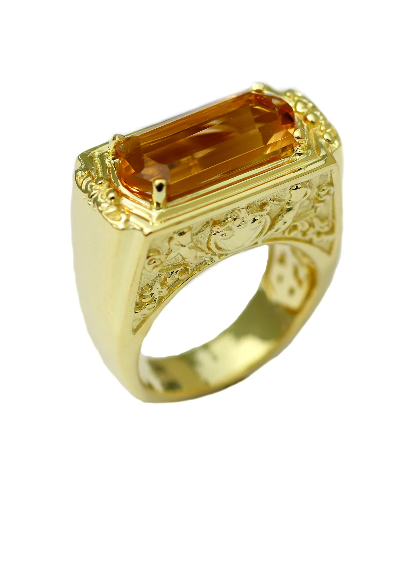 Gold Legacy ring with Fancy Cut Faceted Citrine