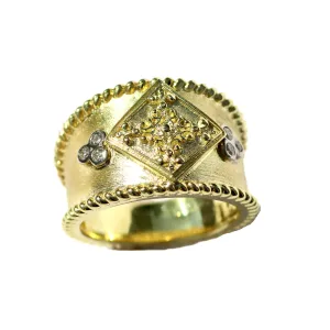 14kt Gold Grandeur Tappered Cigar band with .09pts of bezel set diamonds