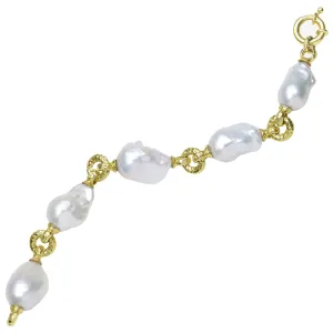 Hammered Texture Baroque Pearl Bracelet