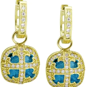 London Blue Topaz Cushion Shaped Cross Earring Charm with .59pts Diamonds
