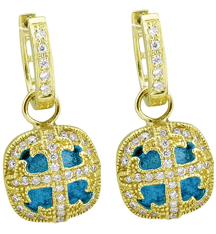 London Blue Topaz Cushion Shaped Cross Earring Charm with .59pts Diamonds - Image 2