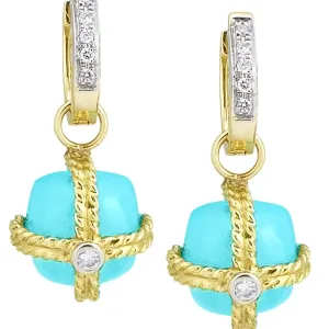 Sleeping Beauty Turquoise Earring Charm with .08pts Diamonds