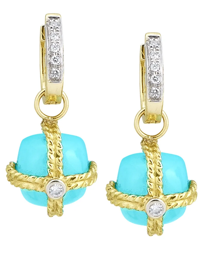 Sleeping Beauty Turquoise Earring Charm with .08pts Diamonds