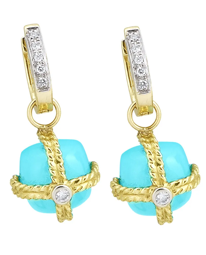 Sleeping Beauty Turquoise Earring Charm with .08pts Diamonds - Image 2