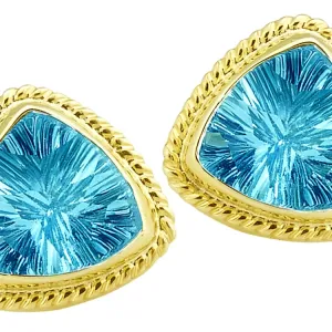 Blue Topaz Laser Cut Trillion Earrings