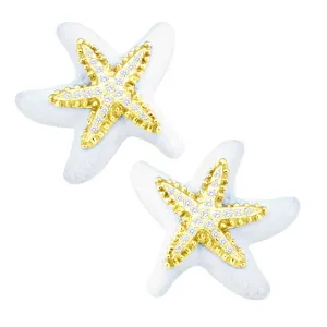 White Agate Starfish Earring with .52pts Diamonds