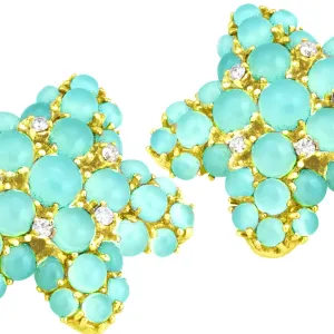 Blue Green Chalcedony Starfish Earring with .40pts Diamonds