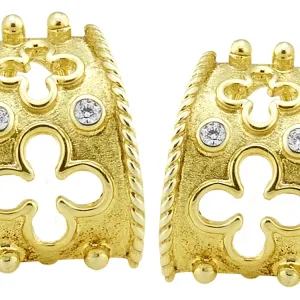 Florentine Textured Clover Earrings with .16pts Diamonds