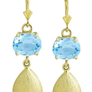 Blue Topaz Earring with Florentine Textured Gold Drop