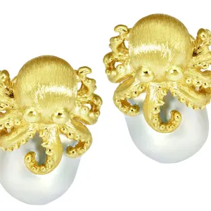 Octopus Earrings with Baroque Pearl