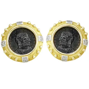 Ancient Roman Constantine Earrings with .16pts Diamonds