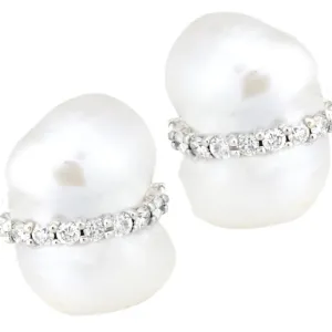 Peanut Pearl Earring with .72pts Diamonds