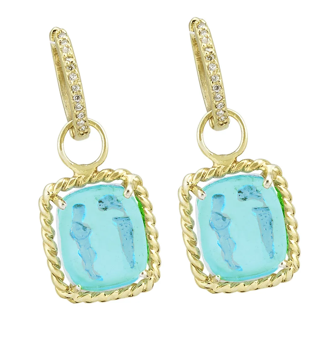 Oedipus with Sphinx Venetian Glass Earring Charm with Twisted Rope Border - Image 2
