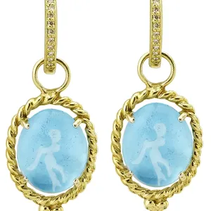 Cherub Playing Trumpet Venetian Glass Earring Charms with Twisted Rope Border