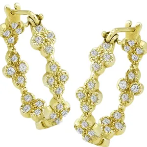 Millgrain Texture Hoops with .58pts Diamonds