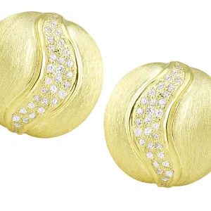 Florentine Textured Earring with .77pts of Pave Set Diamonds