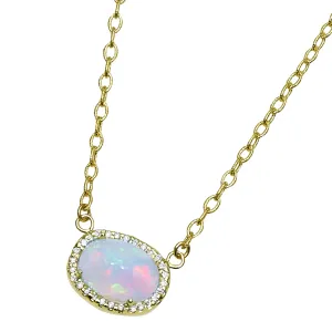 Ethiopian Opal Necklace with .28pts Diamonds