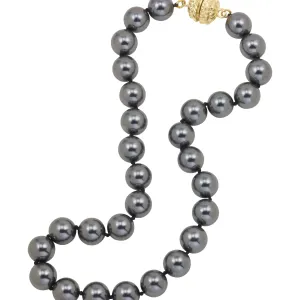 Black Shell Pearl Necklace with Magnetic Clasp