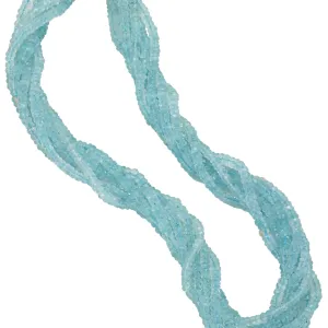 Aquamarine Twister Bead Necklace with Magnetic Clasp