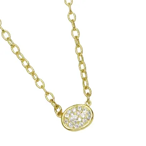 Small Oval Pave Necklace with .23pts Diamonds