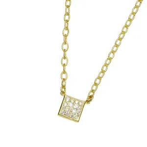Small Square Pave Necklace with .23pts Diamonds