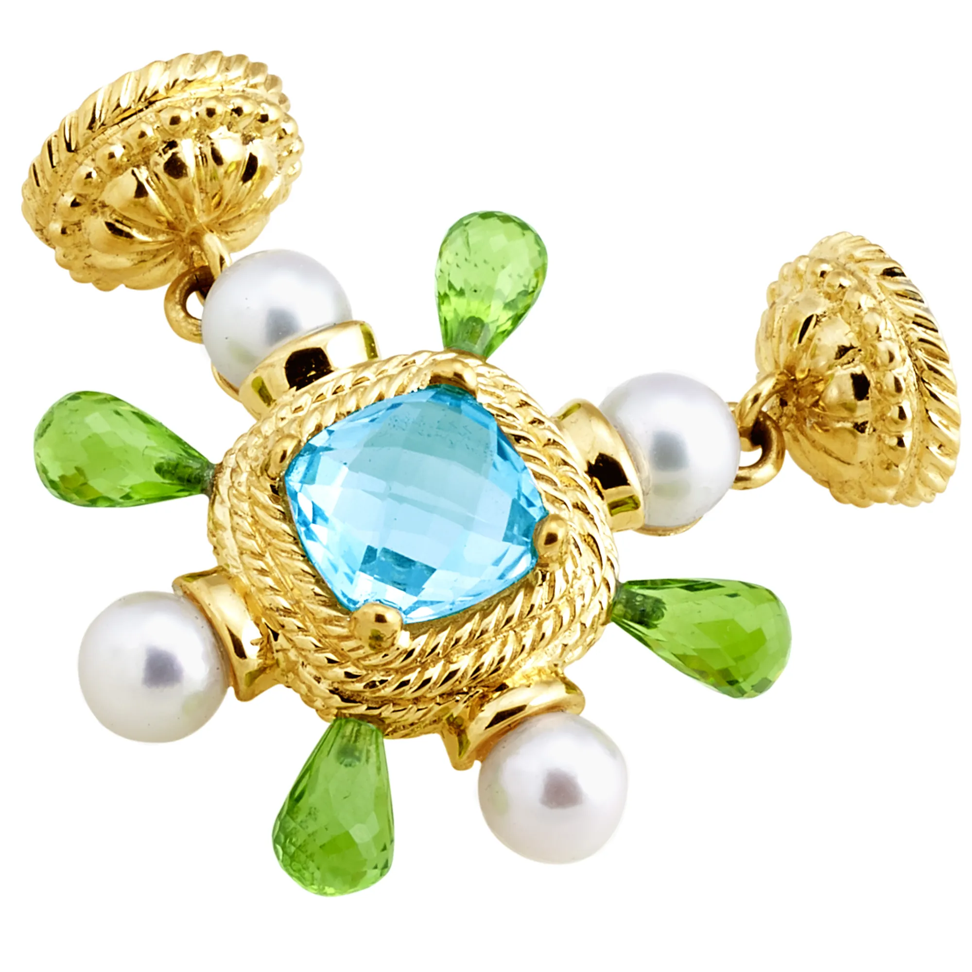 Blue Topaz and Peridot Burst Magnetic Pendant Enhancer