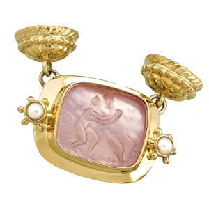 Peach Venetian Glass Mars & Venus Magnetic Enhancer with Pearl