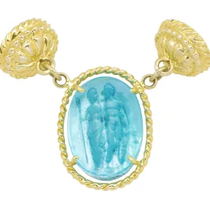 Oval Mars & Venus Aqua Color Venetian Glass Magnetic Enhancer