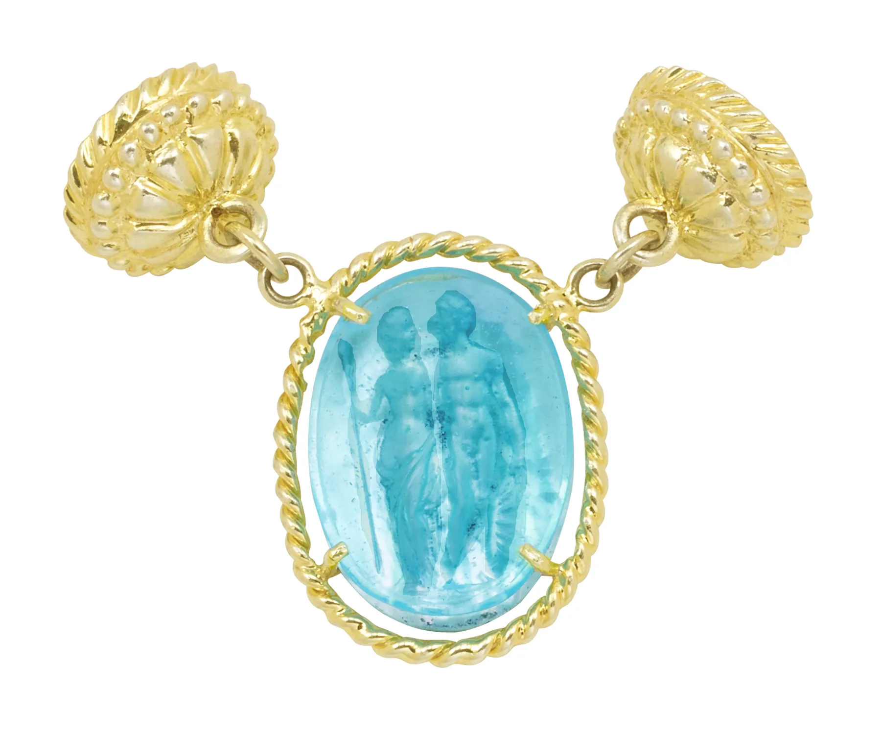 Oval Mars & Venus Aqua Color Venetian Glass Magnetic Enhancer