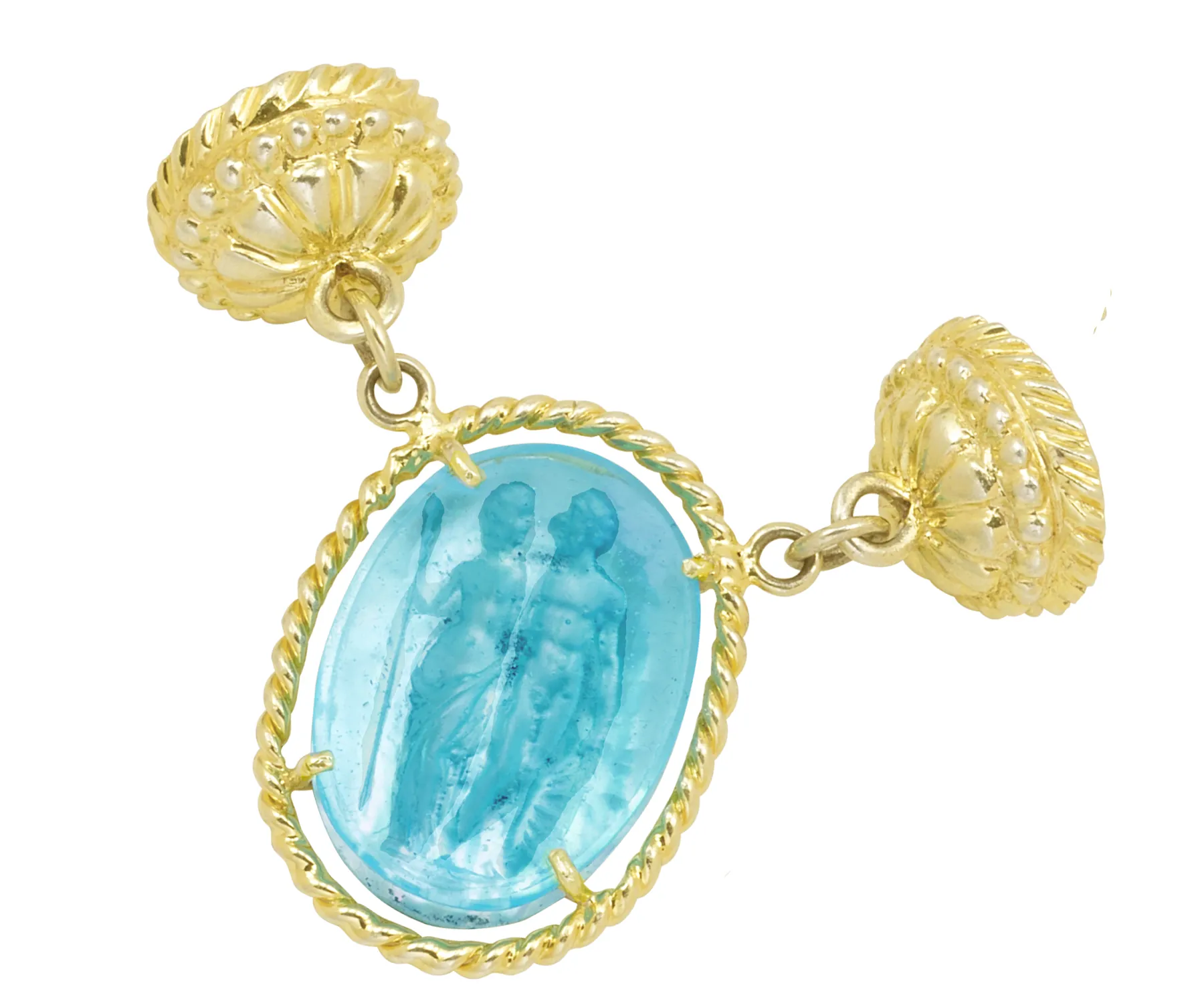 Oval Mars & Venus Aqua Color Venetian Glass Magnetic Enhancer - Image 2