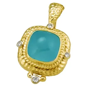 20ct Aquamarine Cabochon Pendant with .25pts Diamonds