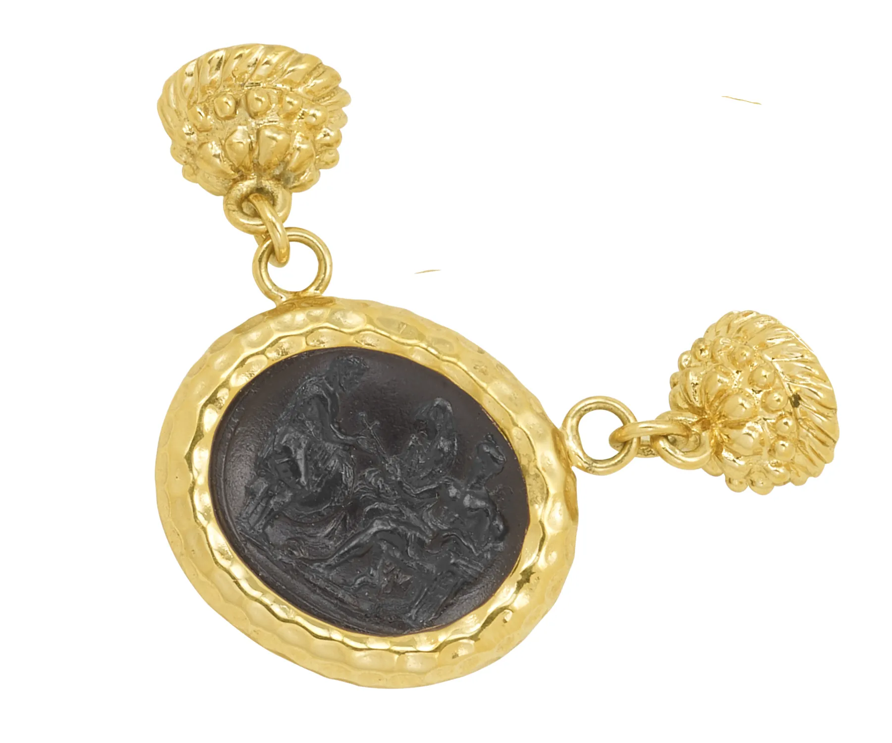Black Opaque Venetian Glass Men with Sword Magnetic Enhancer