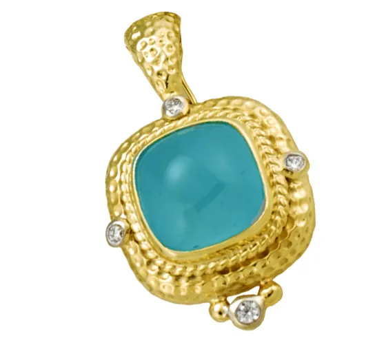 20ct Aquamarine Cabochon Pendant with .25pts Diamonds - Image 2