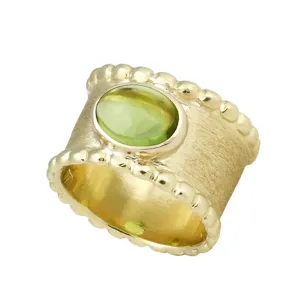 Florentine Textured Peridot Cabochon Ring