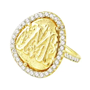 Letter M Initial Ring with .48pts Diamonds