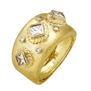 Florentine Textured Princess Cut Diamond Ring with .57cts Diamonds