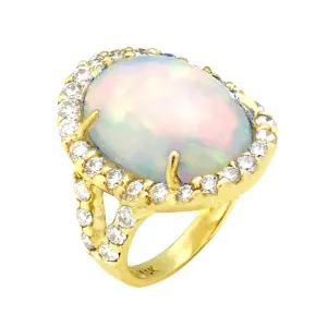 Ethiopian Opal 5.70ct Ring with 1.60cts Diamonds