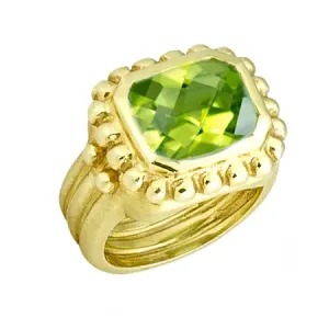 Matte Textured Peridot Ring with Beading